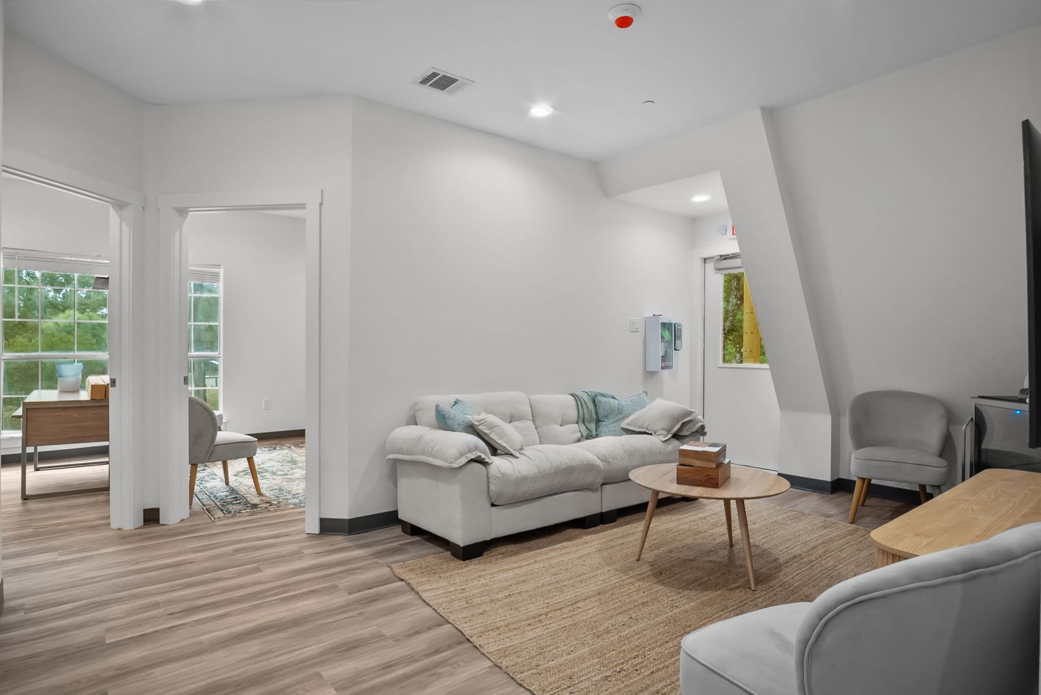 Quiet sitting room with soft seating
